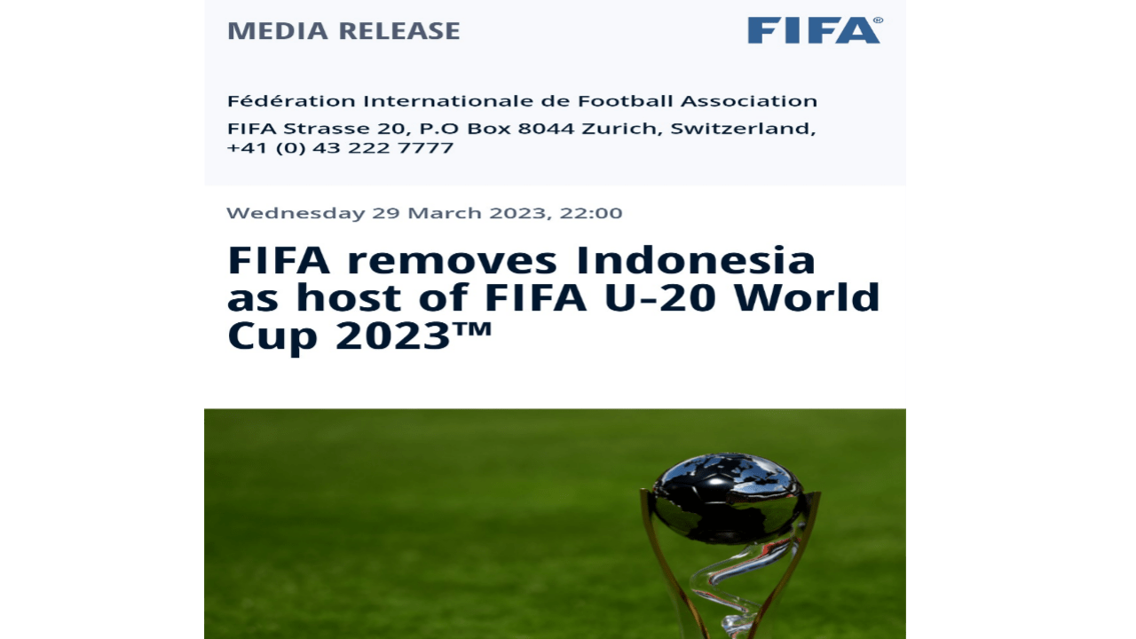 Tragedi Kanjuruhan Jadi Alasan FIFA Coret Indonesia Tuan Rumah Piala Dunia U-20 2023