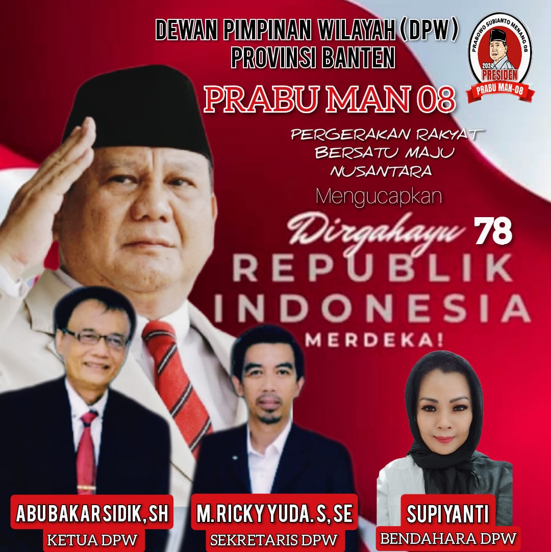 DPW Prabu Man-08 Provinsi Banten Mengucapkan Dirgahayu Kemerdekaan RI Ke-78