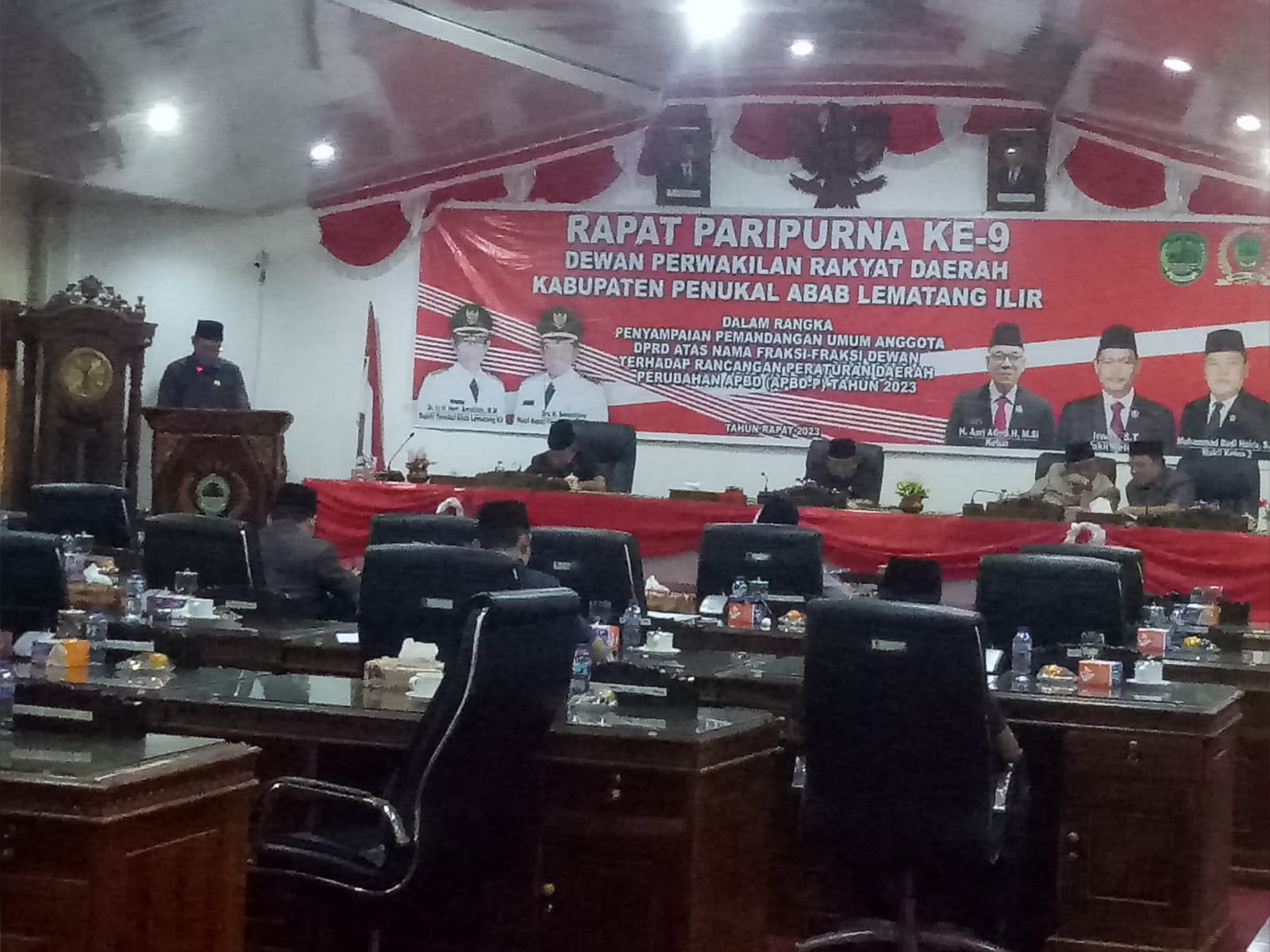 Rapat Paripurna Ke – 9 DPRD PALI Dalam Rangka Pencapaian Pemandangan Umum Atas Nama Fraksi Terhadap Rancangan Peraturan Daerah APBD – P