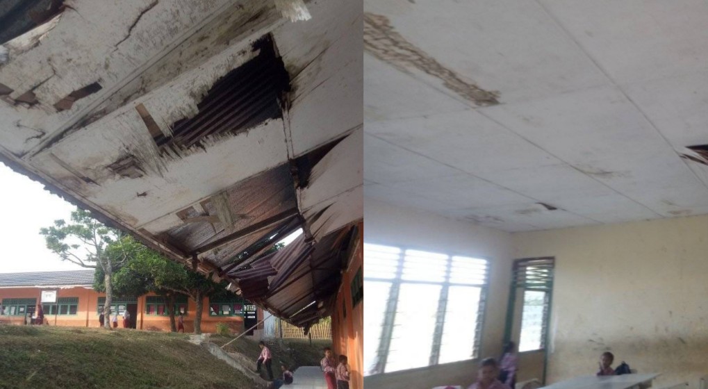 Atap Plapon SDN 27 Talang Padang Rusak dan Rapuh, Dikhawatirkan Menimpa Siswa yang Sedang Belajar