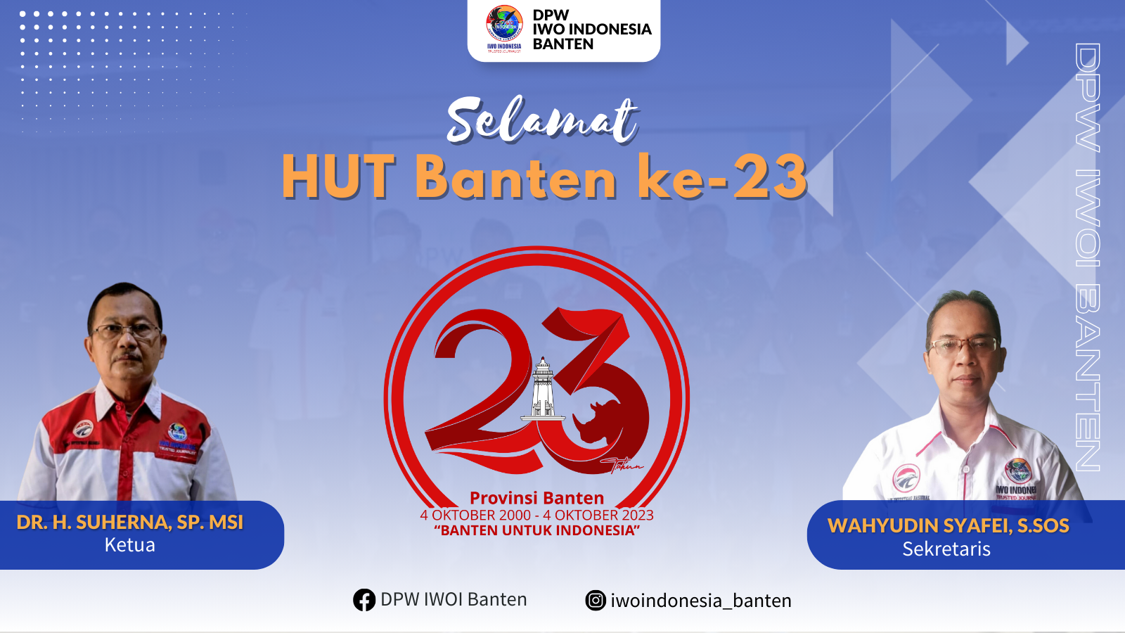 Pengurus DPW IWO Indonesia Banten Ucapkan Selamat HUT Banten ke-23