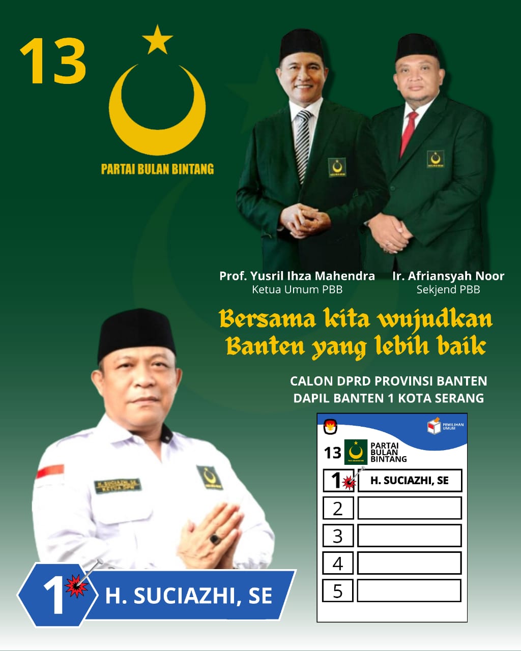 H. Suciazhi,SE. Calon Anggota DPRD Provinsi Banten Nomor Urut 1, Dapil Banten 1, Kota Serang.