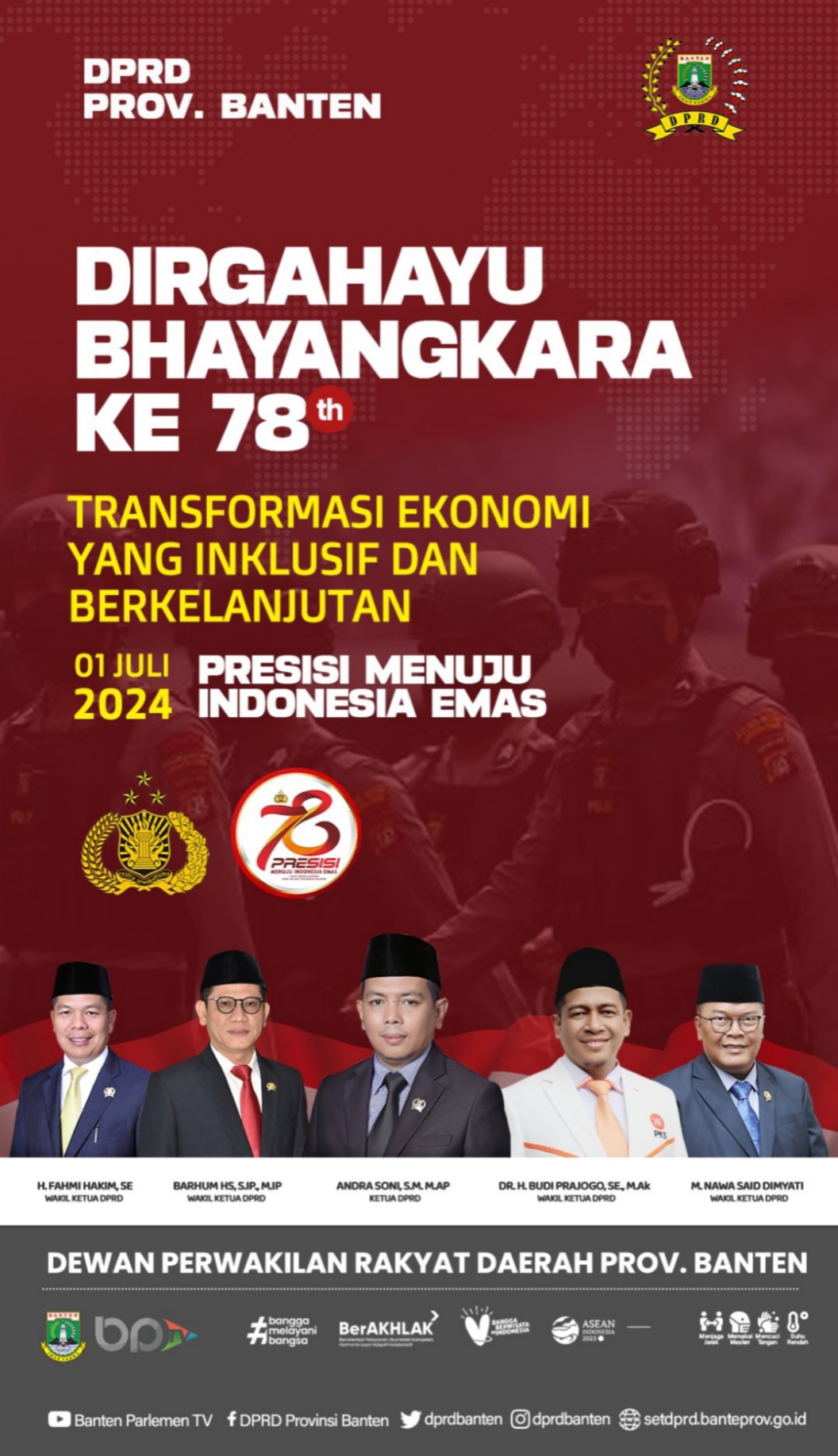 DPRD Provinsi Banten Ucapkan Dirgahayu Hari Bhayangkara ke 78 Tahun