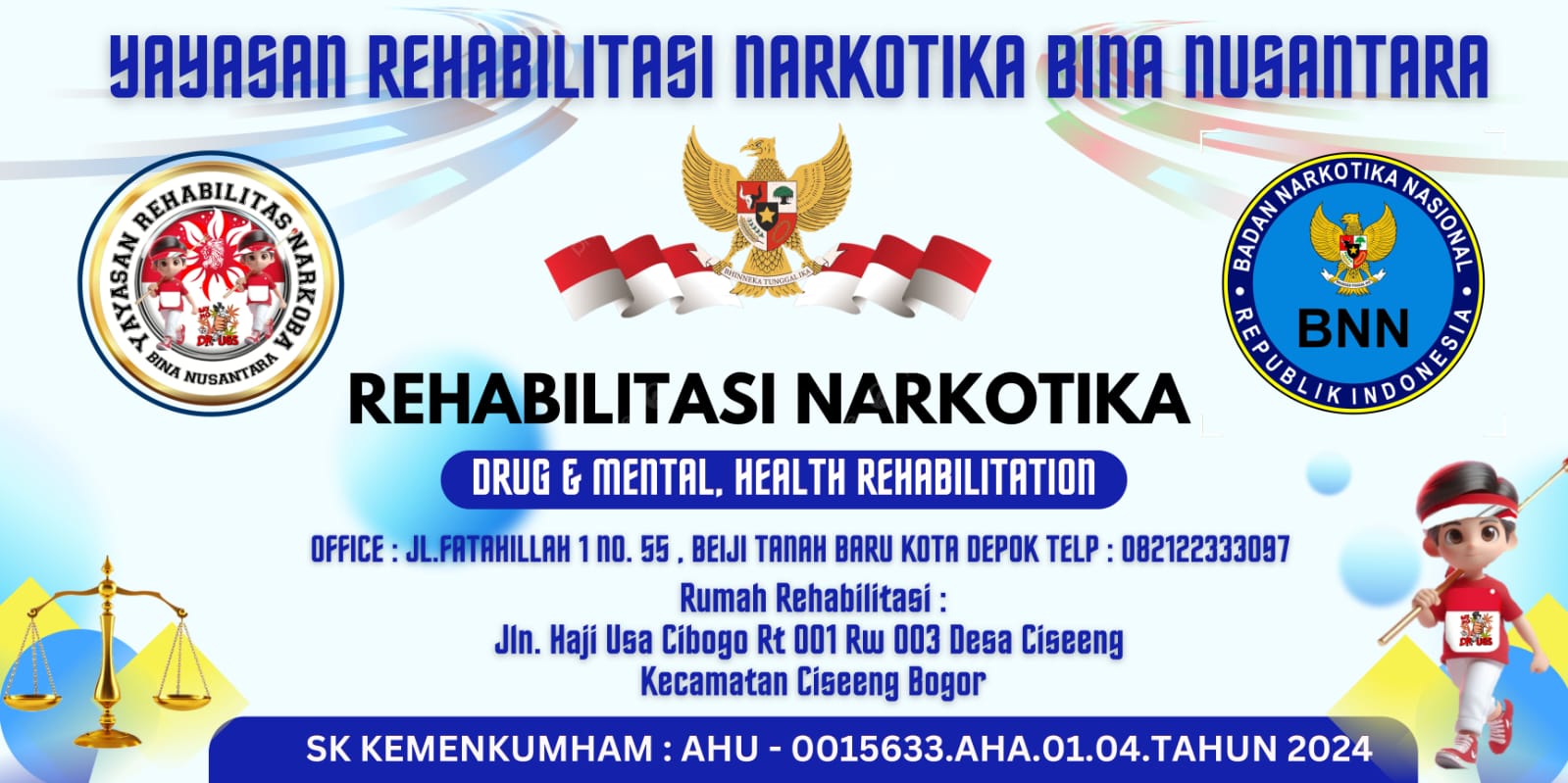 Yayasan Rehabilitasi Narkotika Bina Nusantara Layani Drugs, Mental, Health & Rehabilitation