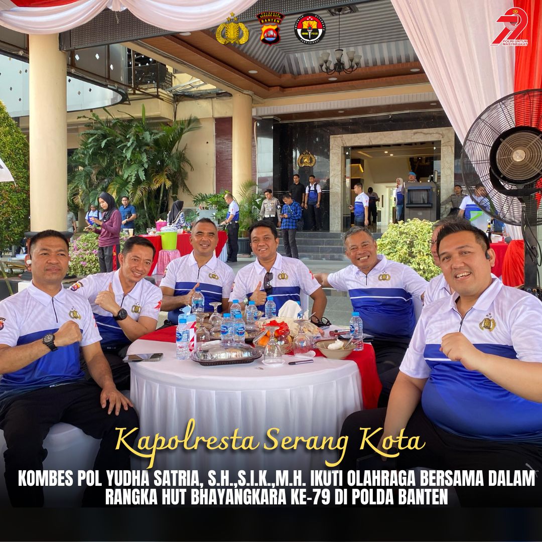 Kapolresta Serang ikuti olahraga bersama dalam rangka Hari Bhayangkara ke 79 di Polda Banten