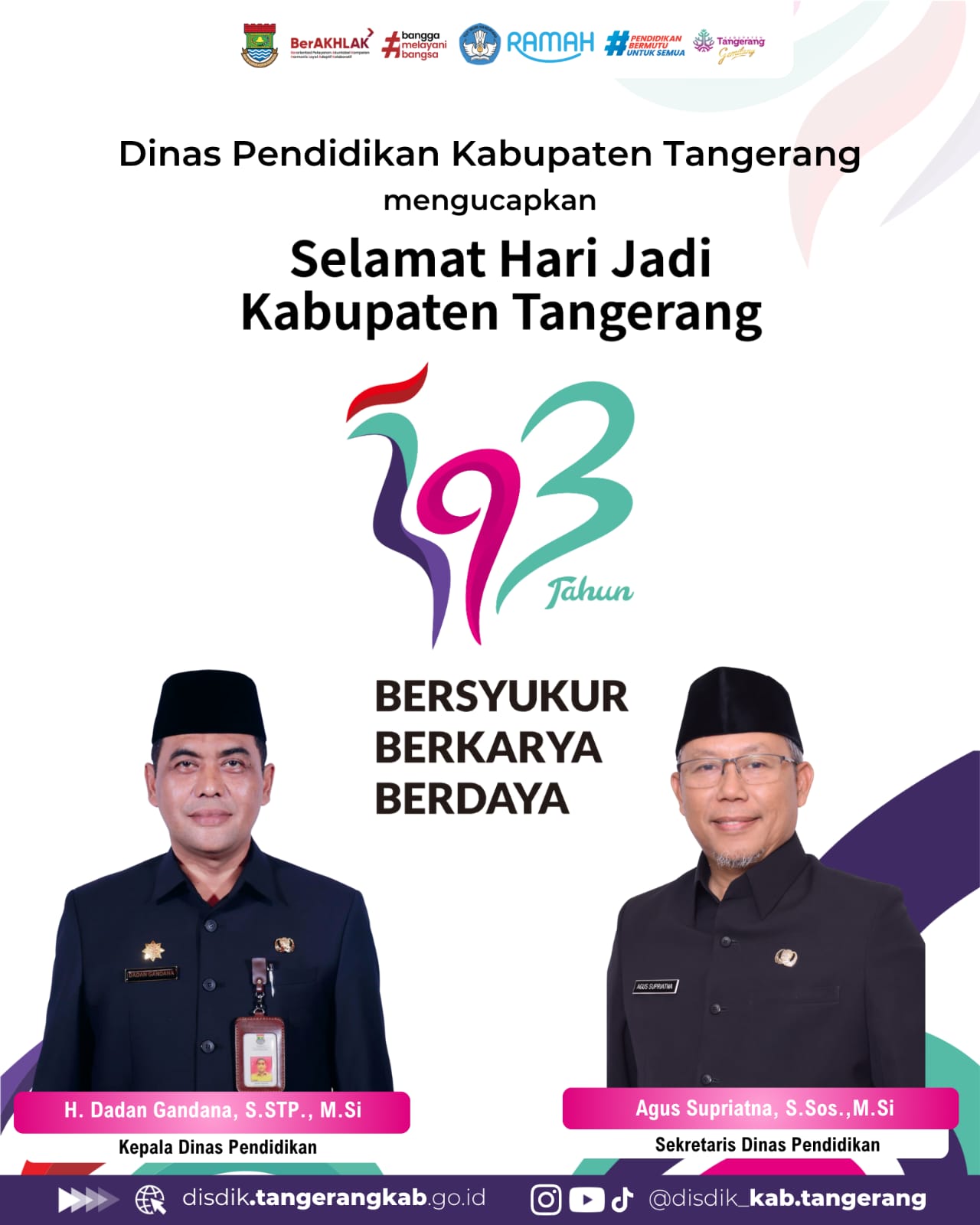 Kepala dan Sekertaris Dinas Pendidikan Kabupaten Tangerang Mengucapkan Selamat HUT ke-393 Hari Jadi Kabupaten Tangerang Kepala dan Sekertaris Dinas Pendidikan Kabupaten Tangerang Mengucapkan Selamat HUT ke-393 Hari Jadi Kabupaten Tangerang