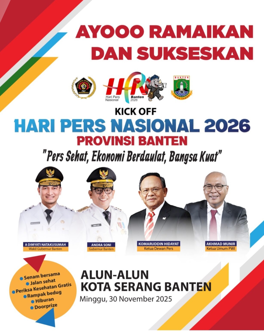 Kick Off HPN 2026 Digelar Minggu pagi di Kota Serang, Terbuka untuk Masyarakat