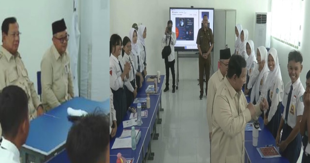 Prabowo Kunjungi SMPN 4 Kota Bekasi Pantau Peluncuran Digitalisasi Pembelajaran