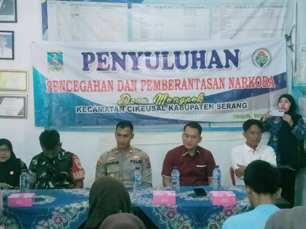 Kapolsek Cikeusal Hadiri Penyuluhan Pencegahan dan Pemberantasan Narkoba di Desa Mongpok