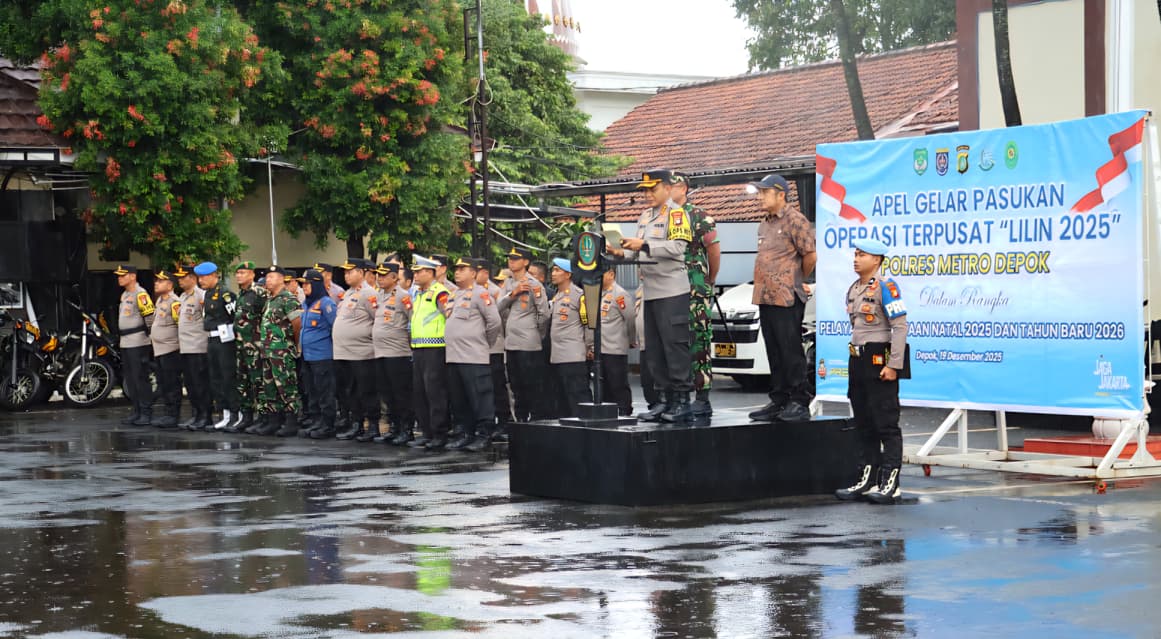 Polres Metro Depok Gelar Apel Operasi Lilin Jaya 2025, Siap Amankan Natal dan Tahun Baru