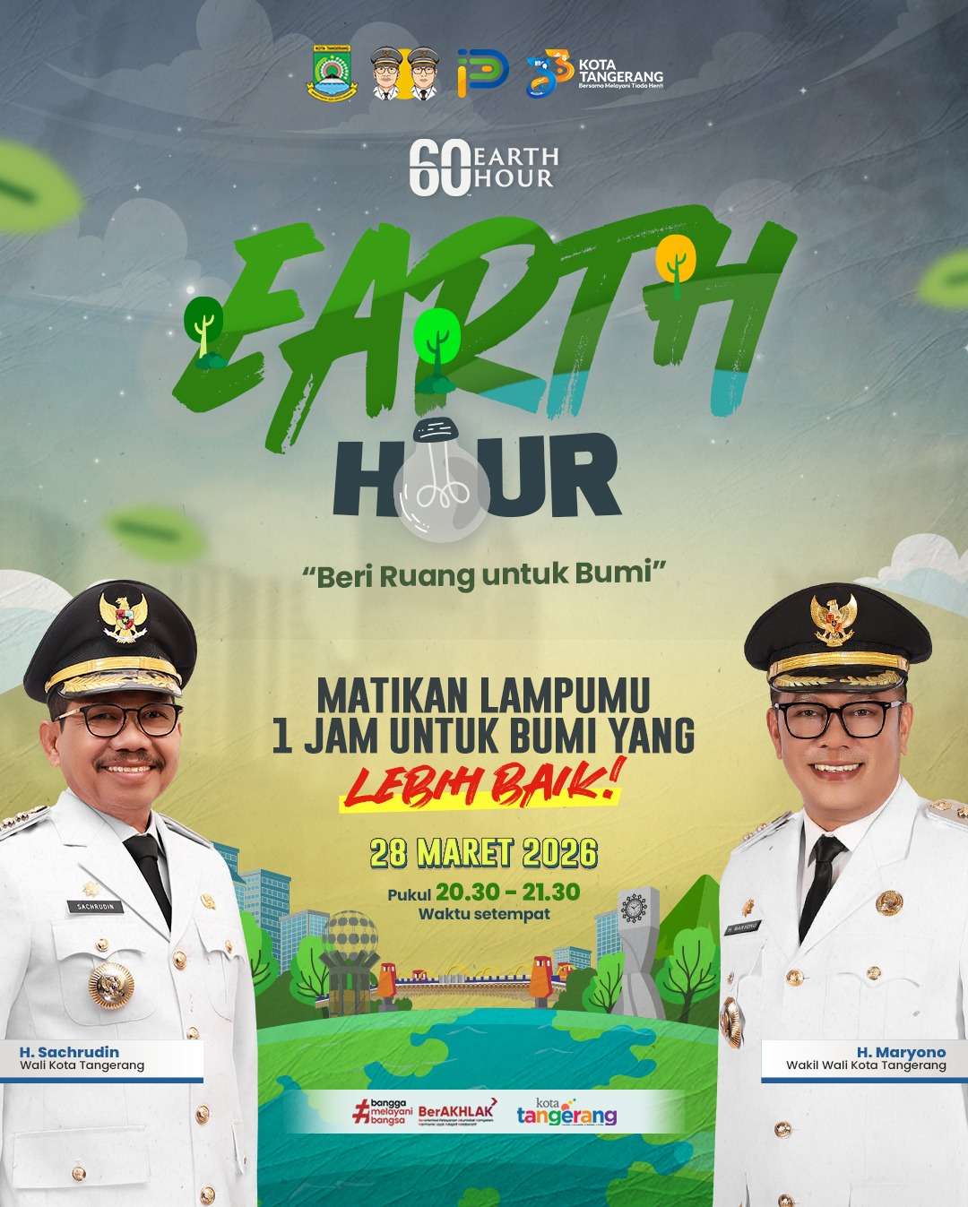 Earth Hour 2026: Pemkot Tangerang Ajak Warga Matikan Lampu Selama 1 Jam untuk Bumi Lebih Baik Earth Hour 2026: Pemkot Tangerang Ajak Warga Matikan Lampu Selama 1 Jam untuk Bumi Lebih Baik