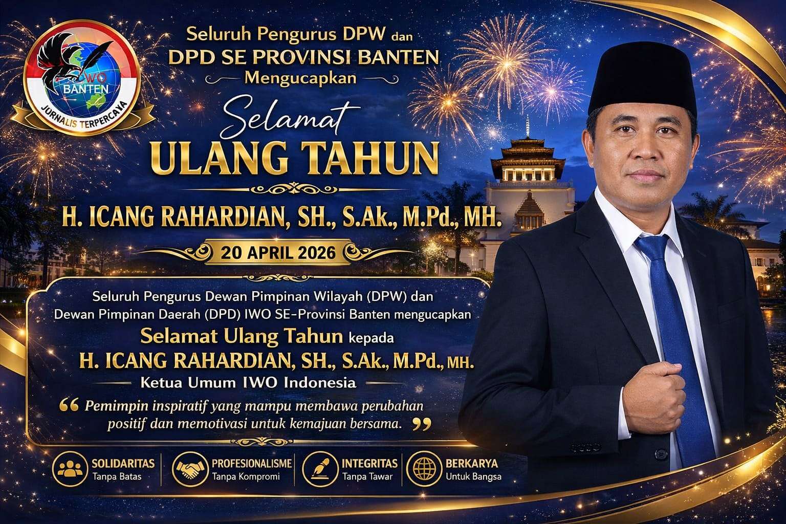 DPW dan DPD IWO-I se-Banten Ucapkan Selamat Ulang Tahun Ketua Umum: Figur Kepemimpinan Inspiratif