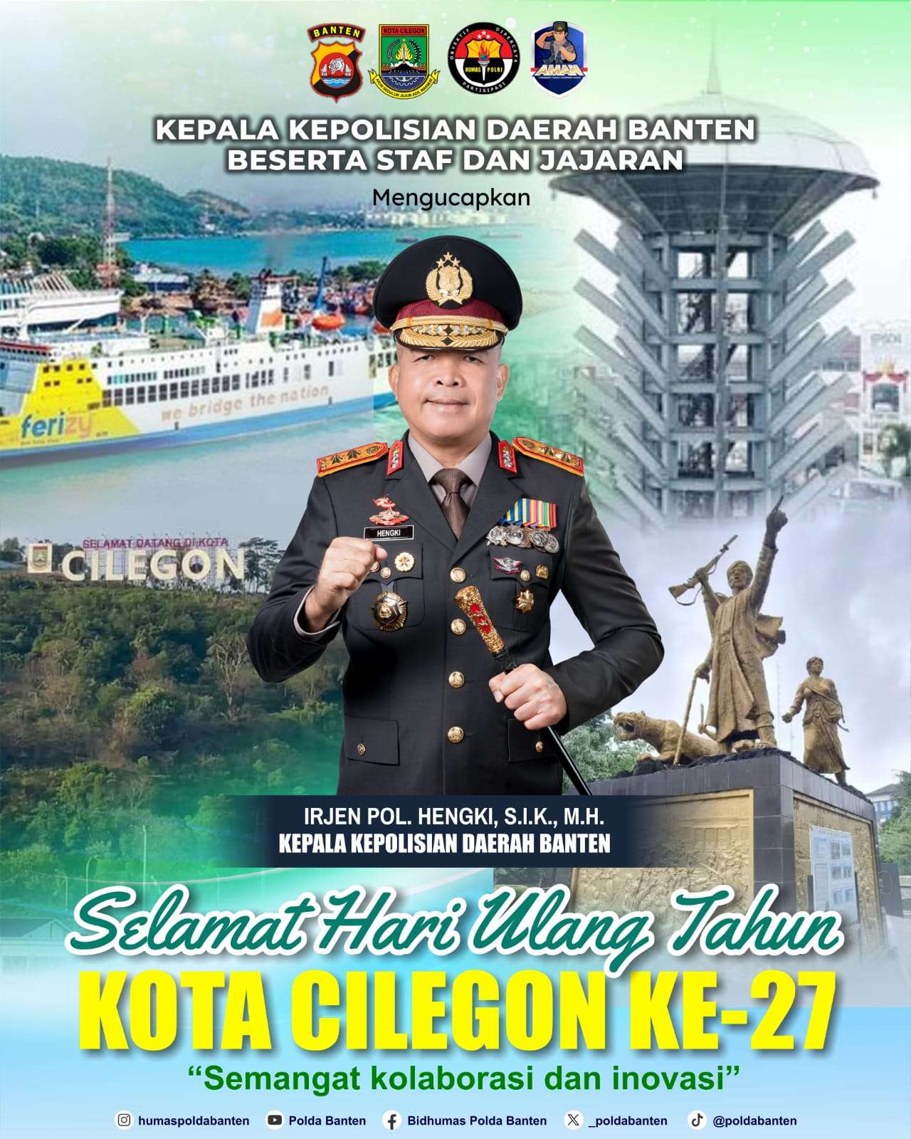 Kapolda Banten Ucapkan Selamat HUT ke-27 Kota Cilegon, Tekankan Semangat Kolaborasi dan Inovasi