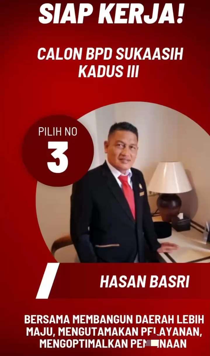 Dipercaya Warga, Hasan Basri Kembali Duduk di BPD Desa Sukaasih Wakili Dusun III