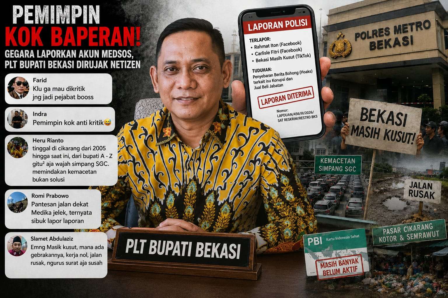 Gegara Laporkan Akun Medsos, Plt Bupati Bekasi Dirujak Netizen: Pemimpin Kok Baperan!