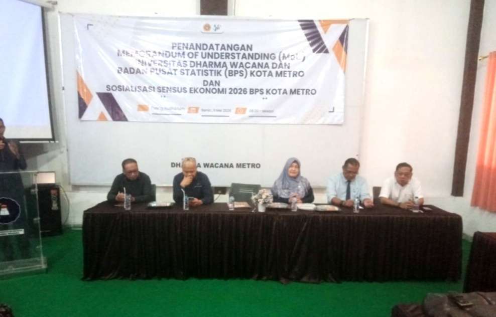 Universitas Darma Wacana Kota Metro dan BPS Kota Metro Teken MoU Sosialisasi Sensus Ekonomi 2026