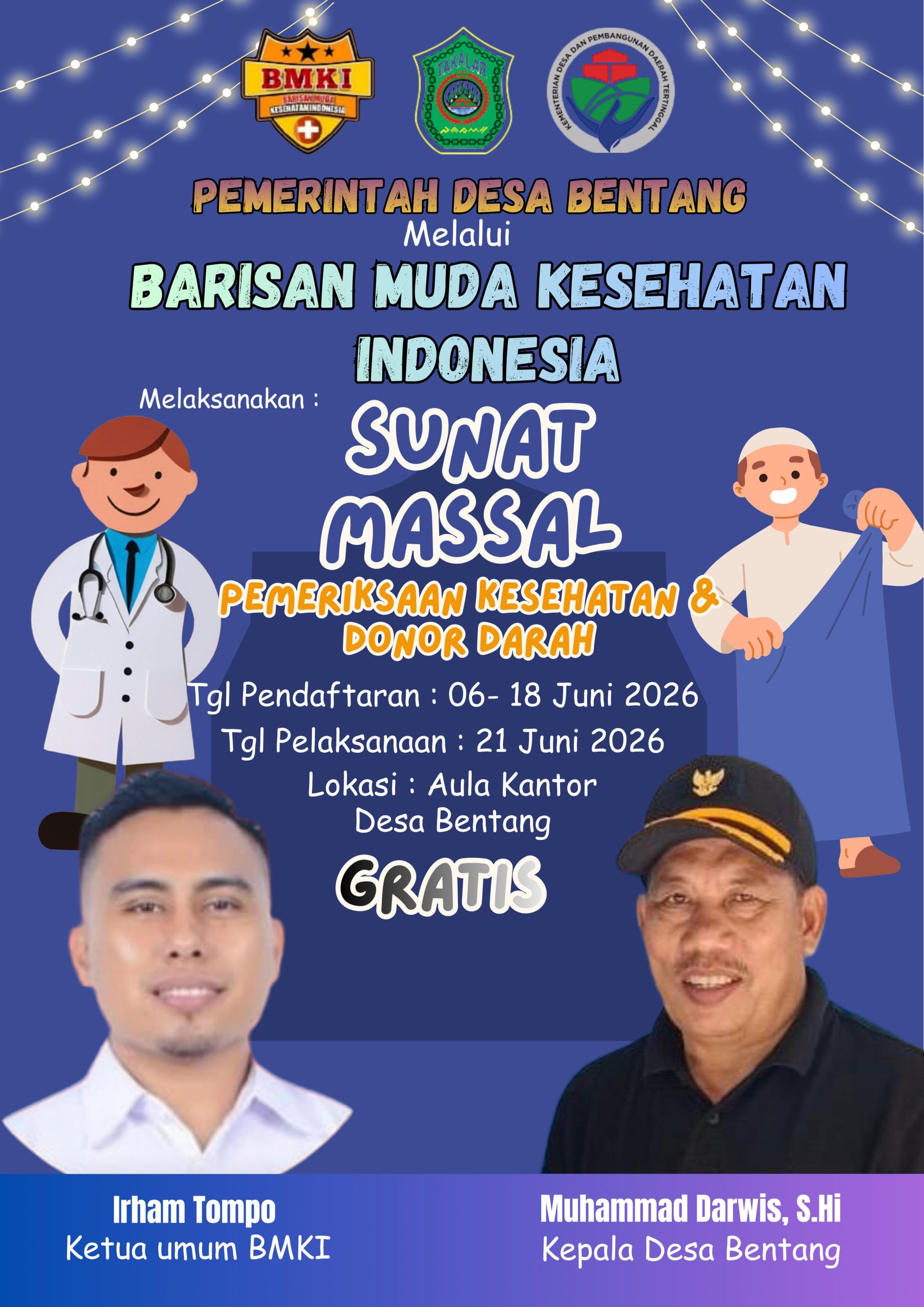 Hadirkan Layanan Sehat untuk Warga, Pemdes Bentang dan BMKI Gelar Bakti Sosial