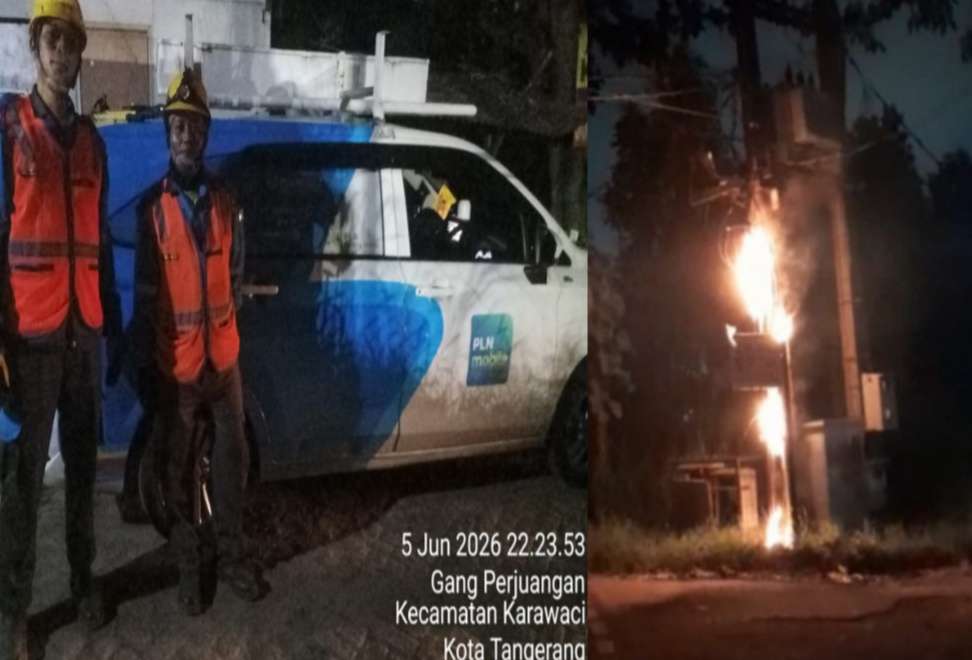 Respon Cepat PLN UP3 Cikokol Tanganin Gardu Listrik Terbakar Di Karawaci Ilir