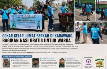GOKAR Gelar Jumat Berkah di Johar Karawang, Bagikan Nasi Gratis untuk Pemulung hingga Tukang Becak