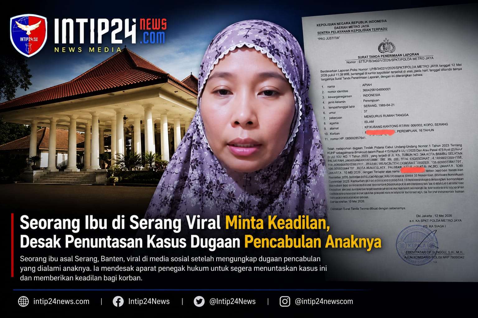 Seorang Ibu di Serang Viral Minta Keadilan, Desak Penuntasan Kasus Dugaan Pencabulan Anaknya