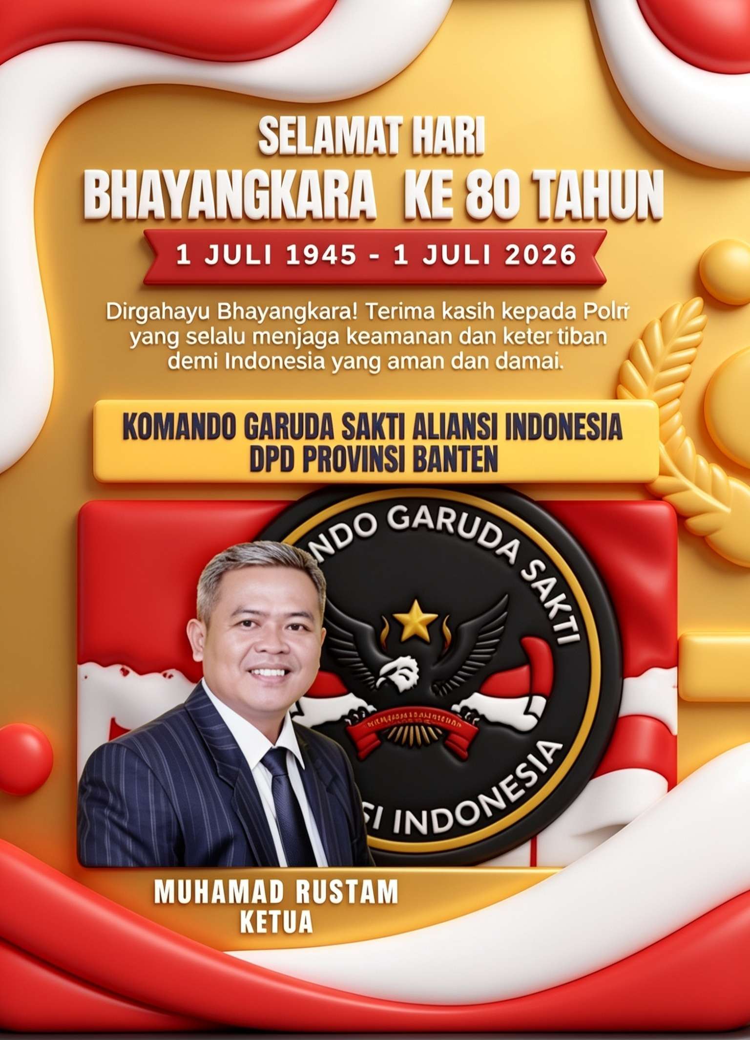 Ketua DPD KGSAI Provinsi Banten mengucapkan Selamat HUT Hari Bhayangkara ke-80