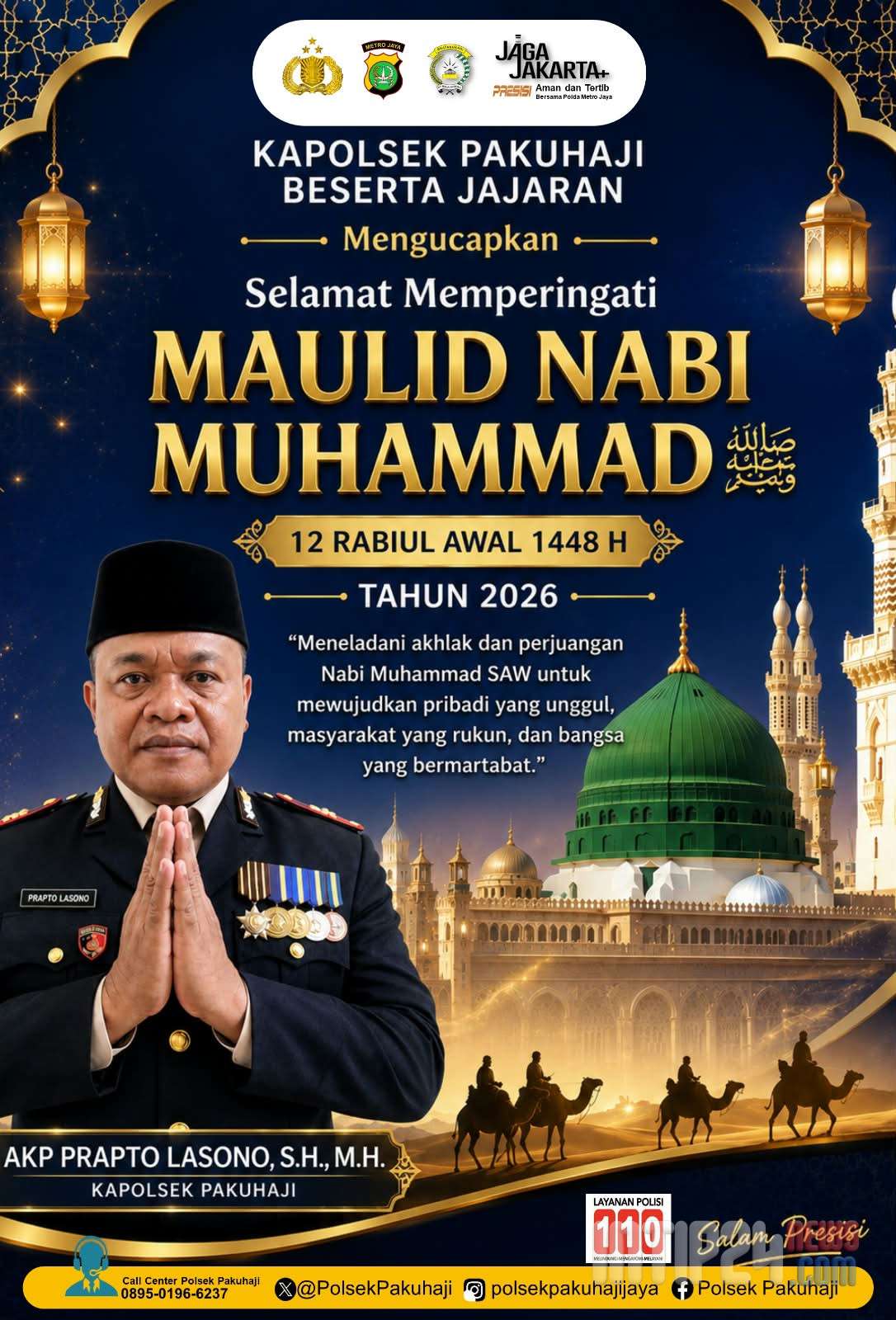 Kapolsek Pakuhaji dan Jajaran Sampaikan Ucapan Selamat Memperingati Maulid Nabi Muhammad SAW