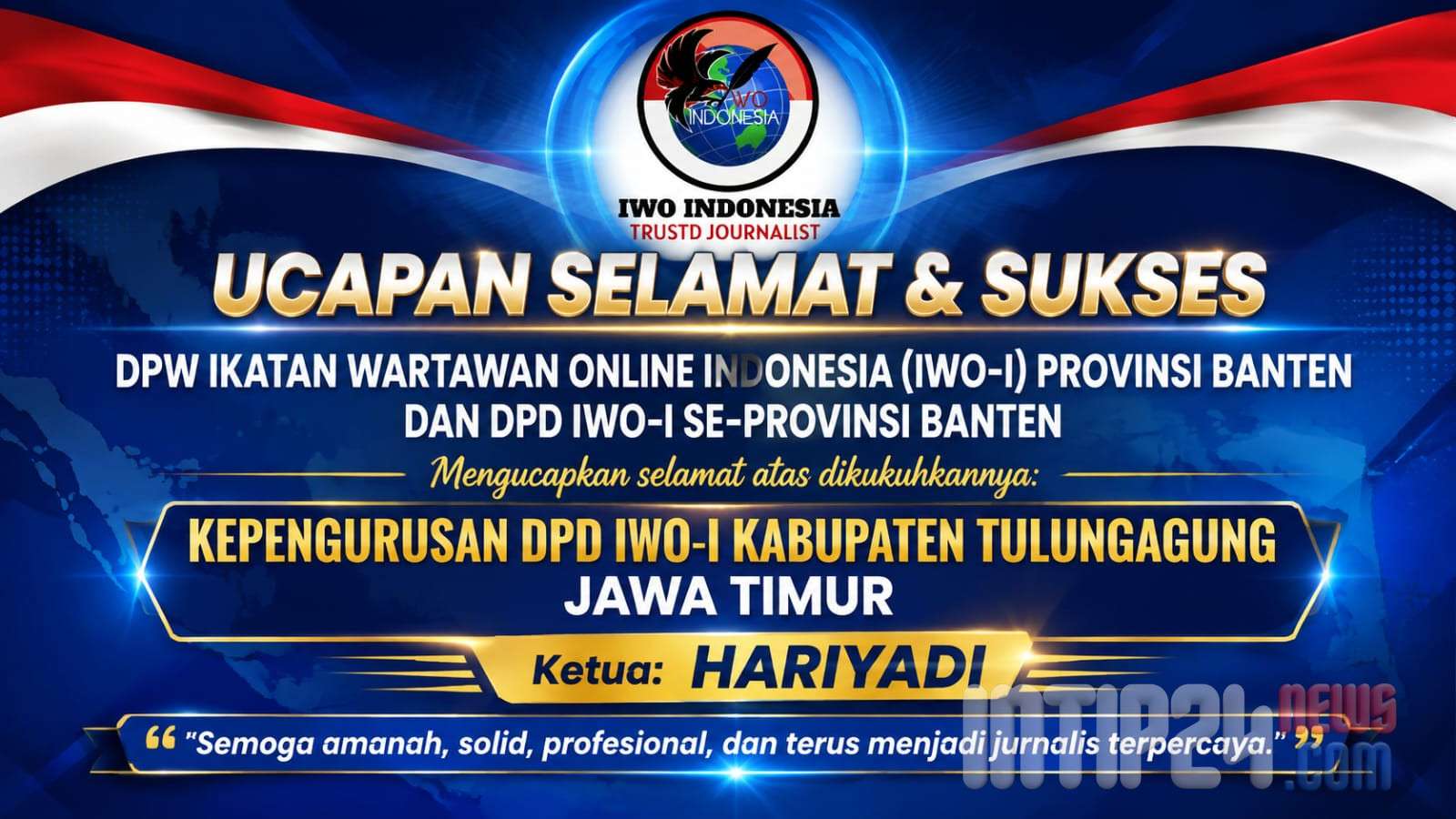 IWO Indonesia Kukuhkan Kepengurusan DPD Tulung Agung, Rahardiyan Andri, SE.AK Resmi Nahkodai Organisasi